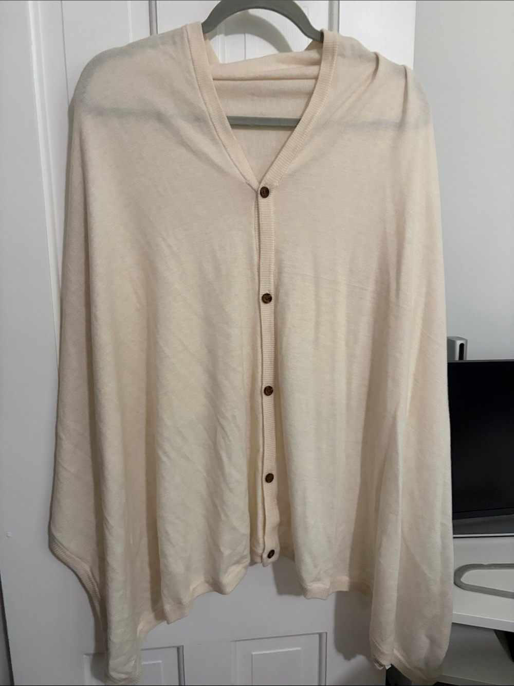UGG Cream Button-Front Knit Poncho shawl